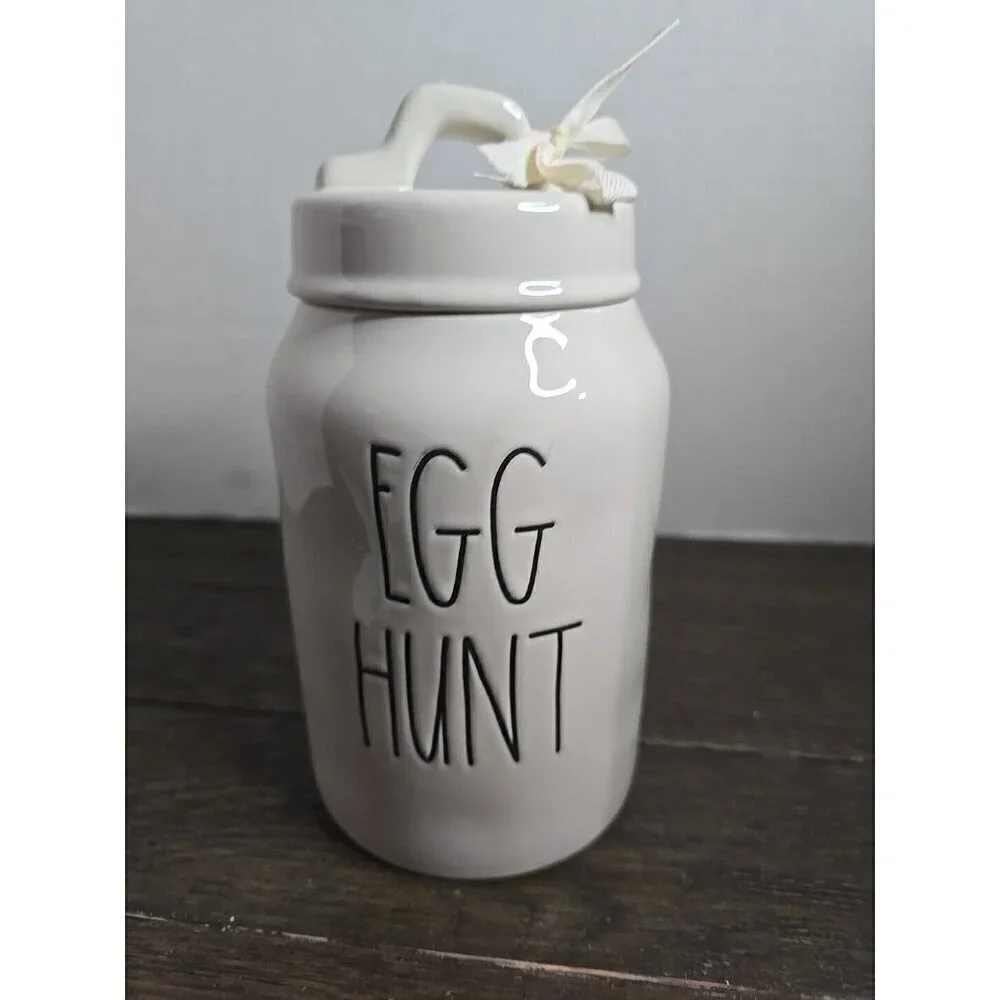 NWT Rae Dunn Artisan Egg Hunt Easter Canister 2021 Magenta Spring Farmhouse